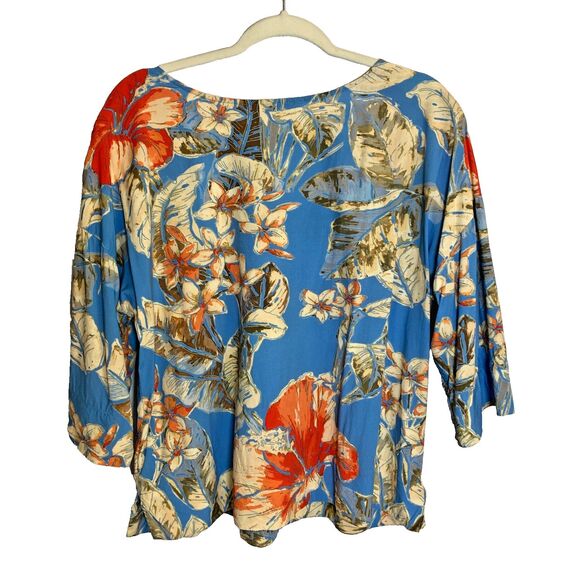 Soft Surroundings Aldea Top Blouse 3/4 Sleeve Tropical Floral Size L - Picture 2 of 8